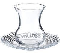 Pasabahce Aurora Service à Thé , 6er, 155 Cc Jeu de Verres et Soucoupe