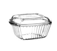Pasabahce Borcam 2-pièces plat en verre avec couvercle en verre, carré, 1150 cc, D : 20,4cm plateau carré ensemble plat à four