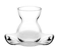 Pasabahce Cay Bardagi Lot de 6 Tasses à Thé + 6 Soucoupes en Verre Rondes de 200 ml, Modernes, Réutilisables, Passe au Lave-vaisselle