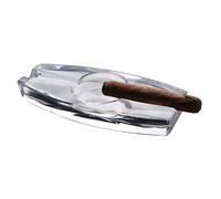 PASABAHCE Cendrier en Verre de Cristal Lourd pour Patio, Fait à la Main, extérieur, intérieur, Maison, Bureau, hôtel, Piscine, Restaurant, Long with 2 Holders