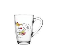 Pasabahce Cherie Lot de 2 Mugs Mug 32 cl en Verre Transparent Décor
