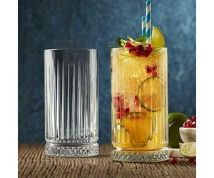 Pasabahce Elysia 520125 Lot de 4 verres à long drink au design rétro et aspect cristal 280 ml