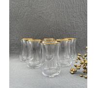Pasabahce Golden Touch Tempo Lot de 6 verres à thé Mini verres à thé avec bord doré 120ml