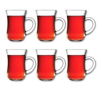 Pasabahce – Verres à thé Keyif 55411 – Lot de 6, anse en verre transparent 145 ml