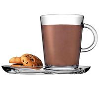 Pasabahce Lot de 2 Tasses avec Soucoupe, 38,5 cl, Verre, Transparent