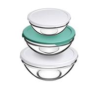 Pasabahce Lot de 3 saladiers en verre avec couvercle