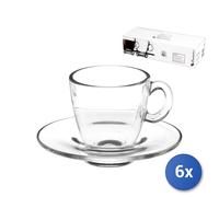 Pasabahce Lot De 6 Tasses À Café En Verre Modèle Aqua 7,2 vec Soucoupes