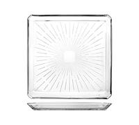 PAŞABAHÇE Madlen Plateau à gâteau carré en verre avec motif géométrique 24,1 cm
