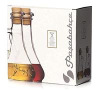 Pasabahce Olivia Toscane 80108-Lot de 2 bouteilles d'huile et de vinaigre avec bouchon en plastique