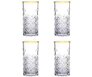 Pasabahce, Série Timeless, multi-usages, Gold - Passe au lave-vaisselle, lot de 4 (450 ml)