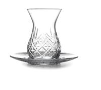 Pasabahçe Timeless Service à thé turc 12 pièces pour 6 personnes, volume 132 ml, verres à thé turc avec soucoupe, set Cay Bardagi, thé turc, Cay Bardagi Seti, verre