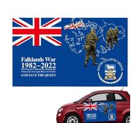 Pasbuteiy Drapeaux des îles Falkland | Drapeau des Malouines avec Bateau à Manches et Drapeau de cabane dans Les Arbres,Drapeau Union Jack avec Sa Majesté la Reine, Le Drapeau Britannique Peut être