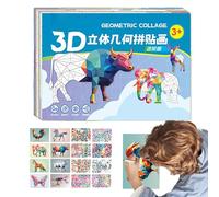 Pasbuteiy Kit de Collage créatif | Puzzle Géométrique en Papier Casse-Tête Créatif - Kit Créatif de Collage Formes Géométriques,pour garçons Filles Maternelle école Anniversaire Noël fête