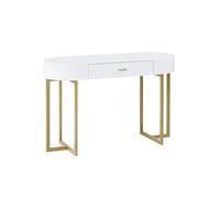 PASCAL MORABITO-Bureau Console avec 1 tiroir - MDF laqué et métal - Blanc et doré - TORELI II de