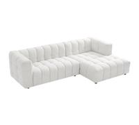 PASCAL MORABITO - Canapé d'angle Droit en Tissu Bouclette Blanc Ivoire LERICI de