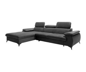 PASCAL MORABITO - Canapé d'angle Gauche Convertible en Velours Gris Anthracite Samara de