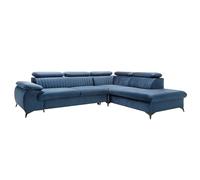 PASCAL MORABITO - Canapé Grand Angle Droit Convertible en Velours Bleu Nuit Samara de