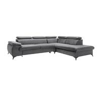 PASCAL MORABITO - Canapé Grand Angle Droit Convertible en Velours Gris Anthracite Samara de