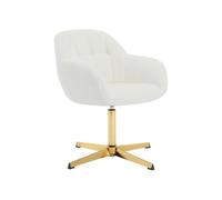 PASCAL MORABITO-Chaise de Bureau en Tissu Bouclette - Blanc et doré - LANCIEGA de