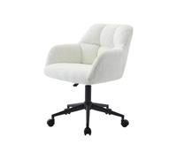 PASCAL MORABITO-Chaise de Bureau - Tissu Bouclette - Blanc et Noir - Hauteur réglable - PEGA de