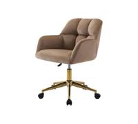PASCAL MORABITO-Chaise de Bureau - Velours - Beige et doré - Hauteur réglable - PEGA de