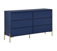PASCAL MORABITO - Commode 6 tiroirs - MDF et métal - Bleu laqué et doré - KORASA de
