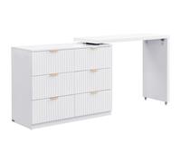 PASCAL MORABITO-Commode avec Angle pivotant 6 tiroirs - Blanc et doré - DRANOVA de
