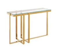 PASCAL MORABITO - Console en Verre trempé et Acier Inoxydable chromé - Transparent et doré - VELETIA de