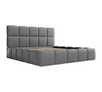 PASCAL MORABITO - lit 140 x 190 avec sommier - Lit Coffre 140 x 190 cm - Tissu Effet Cuir - Gris - DAMADO de