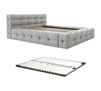PASCAL MORABITO - lit 160 x 200 avec sommier - Lit capitonné 160 x 200 cm - Tissu chiné - Gris Clair + Sommier - LERUCO de