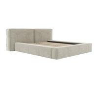 Lit coffre 140 x 190 cm - Tissu bouclette - Beige - TIMANO de