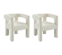 PASCAL MORABITO - Lot de 2 chaises avec accoudoirs en Tissu Bouclette et métal - Blanc - SOFANA de