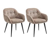 PASCAL MORABITO - Lot de 2 chaises avec accoudoirs en Tissu texturé et métal Noir - Taupe - LASSANDRA de