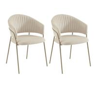 PASCAL MORABITO - Lot de 2 chaises en Tissu texturé et métal - Beige - MADOLIA de