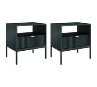 PASCAL MORABITO - Lot de 2 Tables de Chevet 1 tiroir et 1 Niche - Noir - LIOUBA de