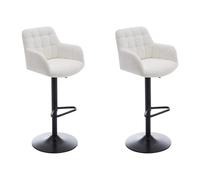 PASCAL MORABITO - Lot de 2 tabourets de Bar en Tissu Bouclette et métal Noir - Hauteur réglable - Blanc - PEGA de
