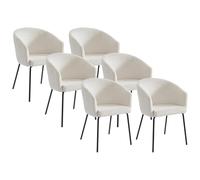 PASCAL MORABITO - Lot de 6 chaises avec accoudoirs en Velours côtelé et métal - Créme - Moroni de