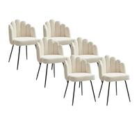 PASCAL MORABITO-Lot de 6 chaises en Tissu Bouclette et métal Noir - Crème - ALTINAM de