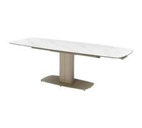 PASCAL MORABITO - Table à manger extensible 6 à 10 places en céramique et métal - Effet marbre blanc et gris taupe - CARIOULA de Pascal MORABITO