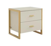 PASCAL MORABITO-Table de Chevet 2 tiroirs - MDF - Beige et doré - OMBRELIA de