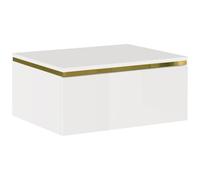 PASCAL MORABITO - Table de Chevet Suspendue avec 1 tiroir - Blanc Brillant et doré - VUKIA de