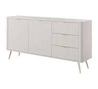 PASCAL MORABITO Vente-Unique - Buffet 2 Portes et 3 tiroirs en MDF - Beige et doré - ELONARIA II