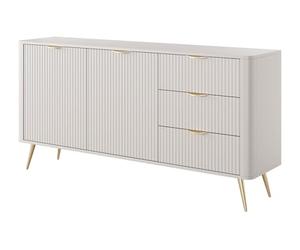 PASCAL MORABITO Vente-Unique - Buffet 2 Portes et 3 tiroirs en MDF - Beige et doré - ELONARIA II