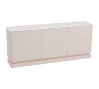 PASCAL MORABITO Vente-Unique - Buffet 3 Portes avec LEDs en MDF - Beige et Effet marbre Blanc - DEVIKA