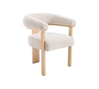 PASCAL MORABITO Vente-Unique - Chaise avec accoudoirs en Velours côtelé et Bois d'hévéa Naturel - Beige - LIVELIA - Salle à Manger