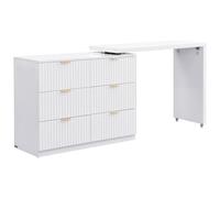 PASCAL MORABITO Vente-Unique - Commode avec Angle pivotant 6 tiroirs - Blanc et doré - DRANOVA