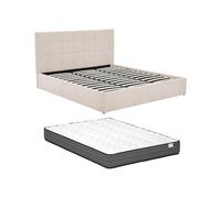 PASCAL MORABITO Vente-Unique - Lit 2 Personnes avec sommier - 200 x 200 cm - Beige - HOPEYA