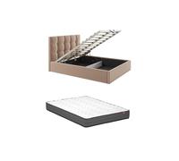 PASCAL MORABITO Vente-Unique - Lit 2 Personnes avec sommier - 200 x 200 cm - Beige - MIRDAL