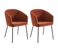 PASCAL MORABITO Vente-Unique - Lot de 2 chaises avec accoudoirs en Tissu et métal - Terracotta - Moroni - Salle à Manger
