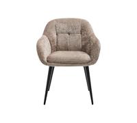 PASCAL MORABITO Vente-Unique - Lot de 2 chaises avec accoudoirs en Tissu texturé et métal Noir - Taupe - LASSANDRA - Salle à Manger